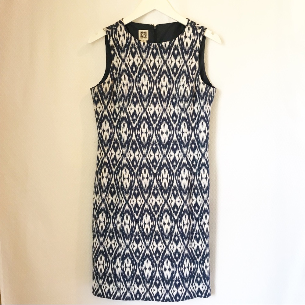 Anne Klein Geometric Design Navy Dress